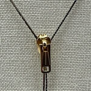 Gold Tone Zipper Necklace Adjustable Wear Multiple Ways Zips Up and Down Jewelry